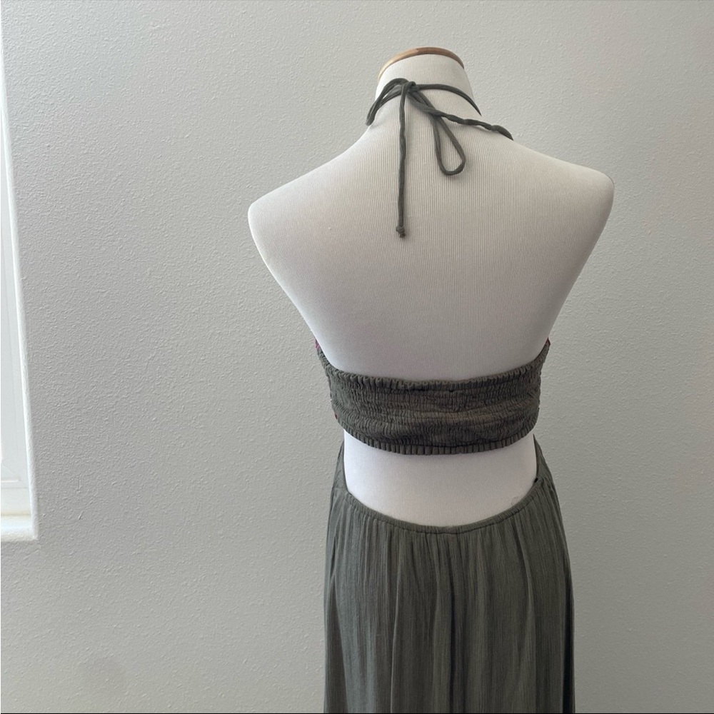 Lulu’s Embroidered Olive Green Maxi Dress M - Picture 4 of 9